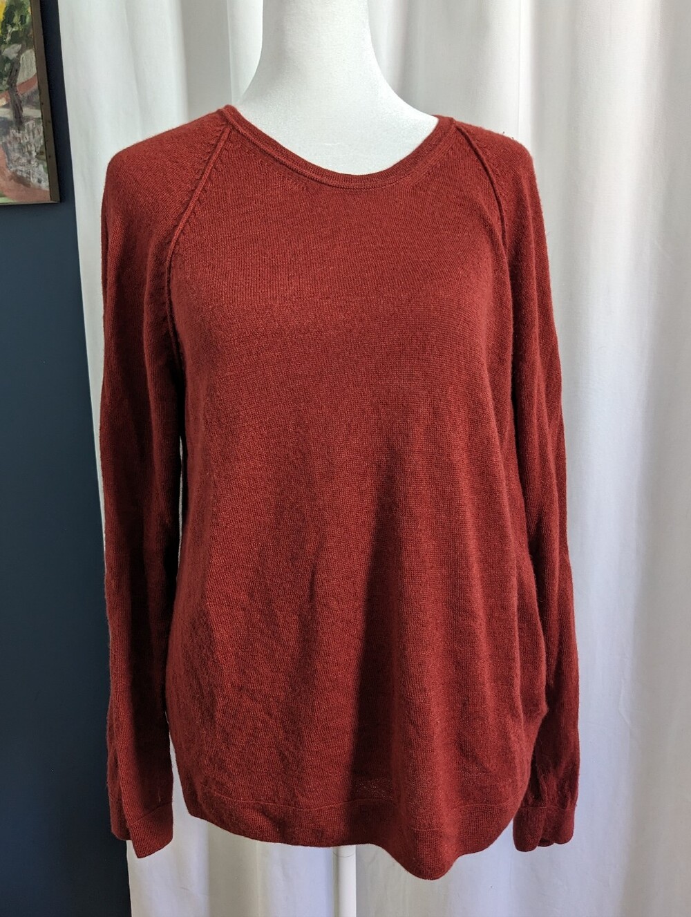 Sol Alpaca Basic Raglan Scoop Neck Alpaca Tunic Sweater / Jumper Large